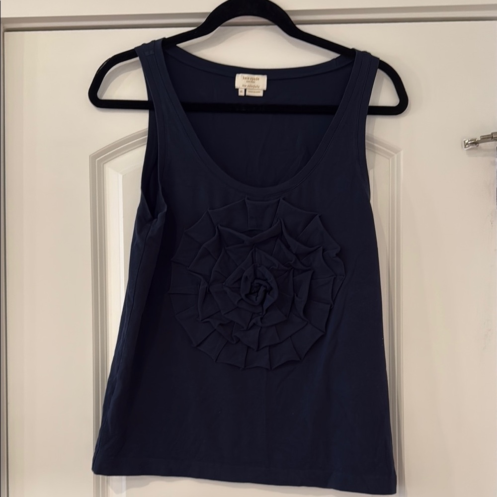 Kate Spade Blue Ruffled Flower Tank Top